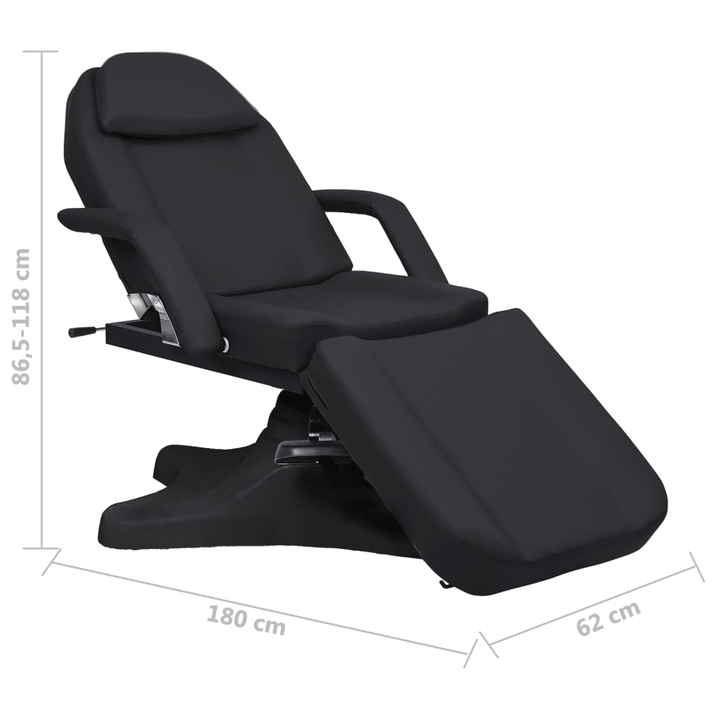 Massage table, black, 180x62x(86.5-118)cm