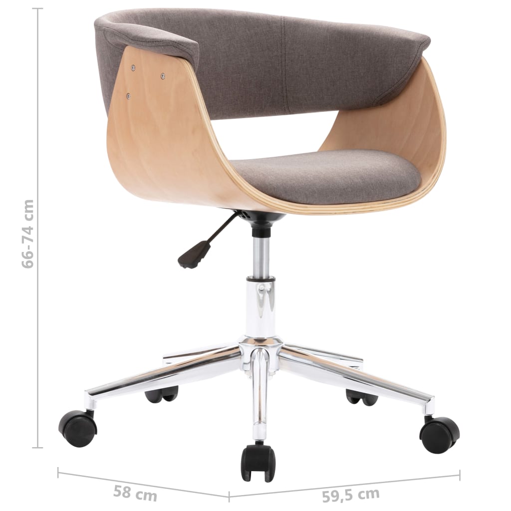 Swivel dining chairs, 4 pcs, taupe fabric