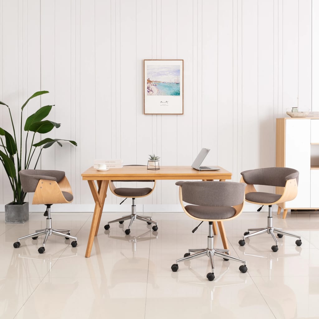 Swivel dining chairs, 4 pcs, taupe fabric