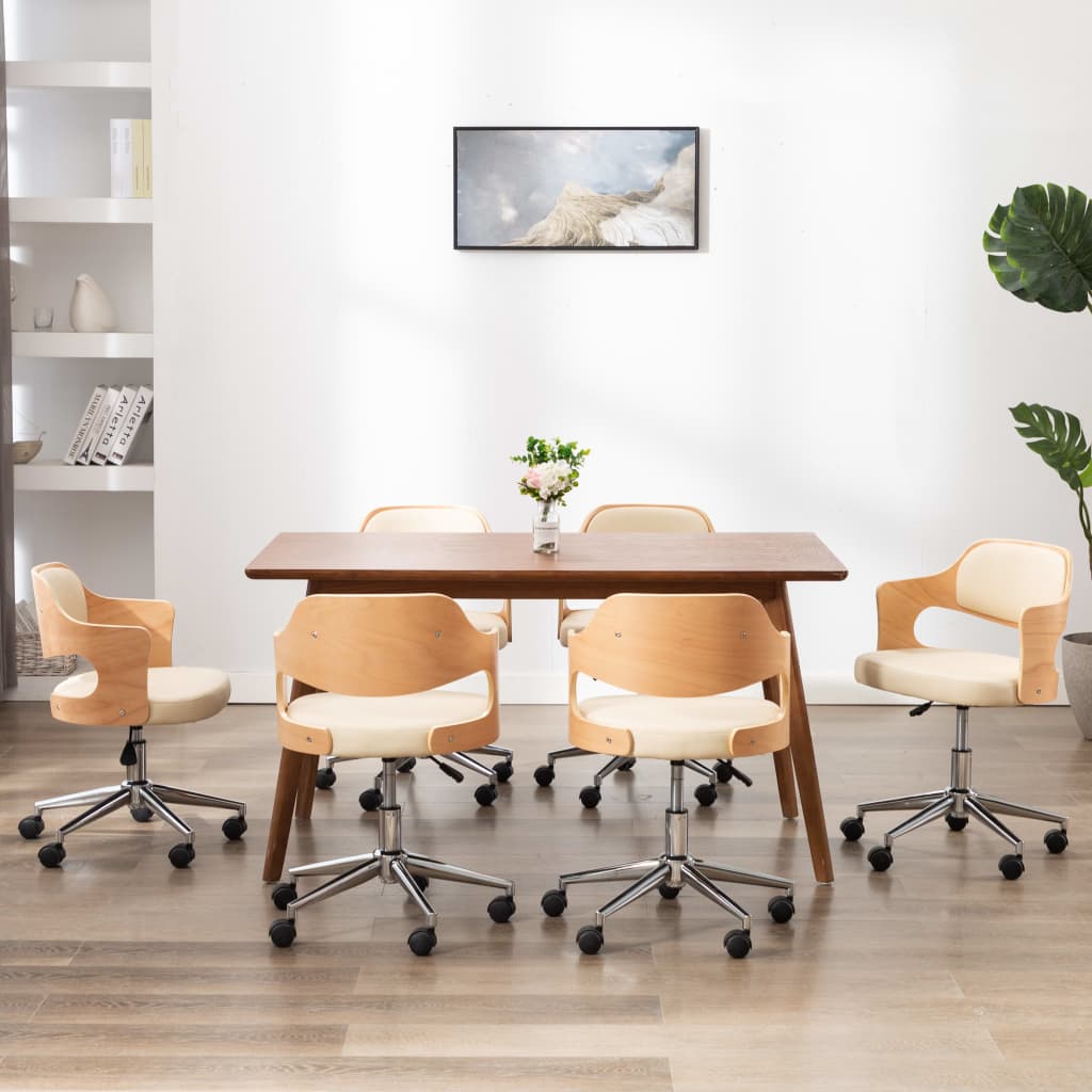 Dining Chairs, 4 pcs, Cream, Bentwood/Faux Leather