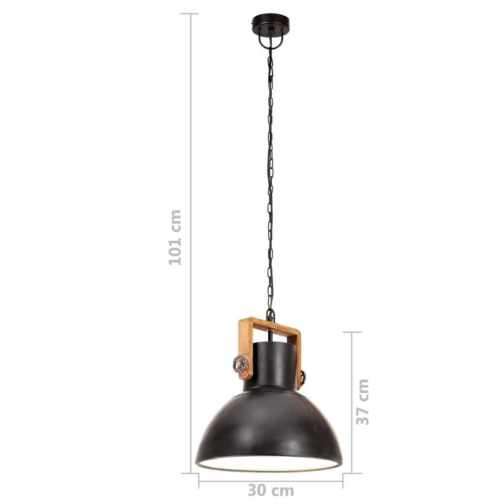 Piekaramais gaismeklis, melns, 30cm, 25W, apaļš, E27