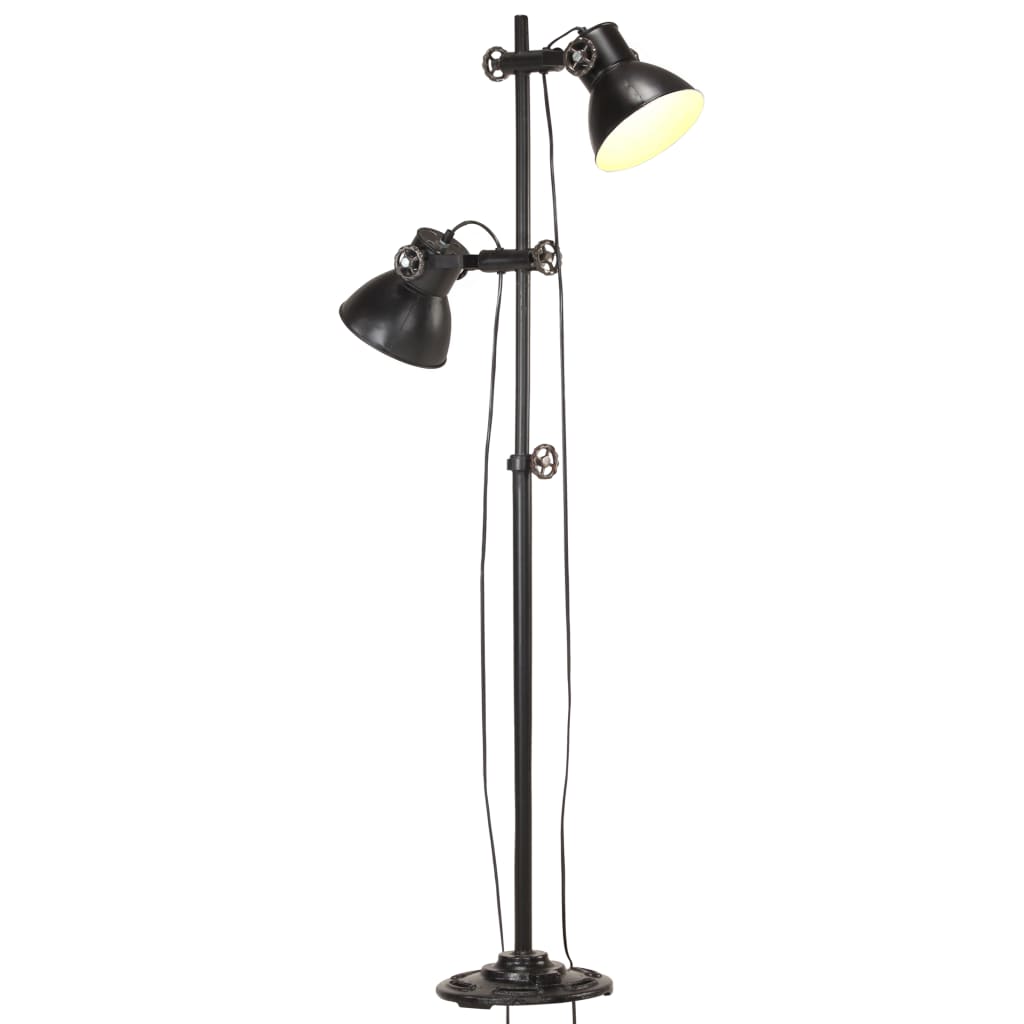 Floor lamp with 2 lampshades, black, cast iron, E27