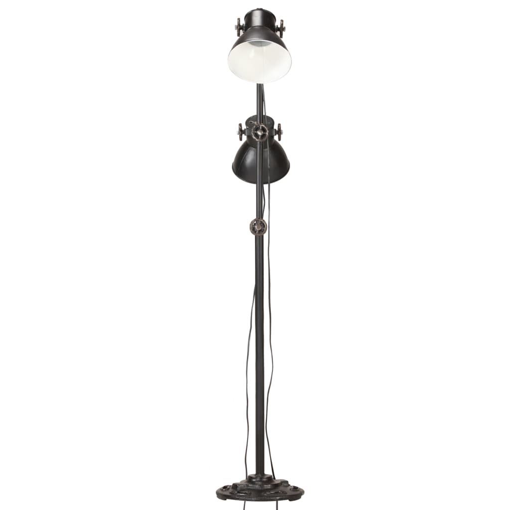 Floor lamp with 2 lampshades, black, cast iron, E27