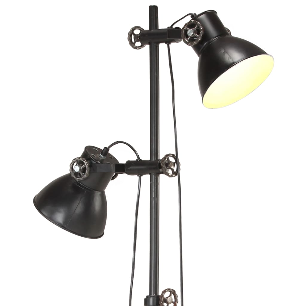 Floor lamp with 2 lampshades, black, cast iron, E27