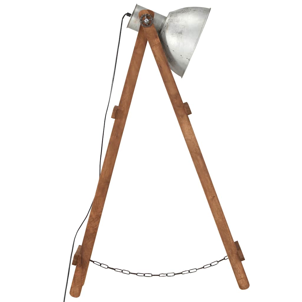 Floor lamps, 3 pcs., silver, solid mango wood, E27