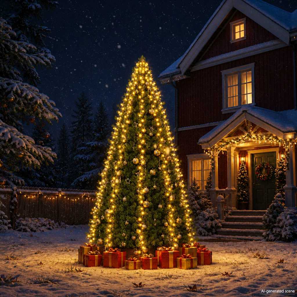 Kalėdinė girlianda eglutei-tinklas su 300 LED lempučių, 300cm