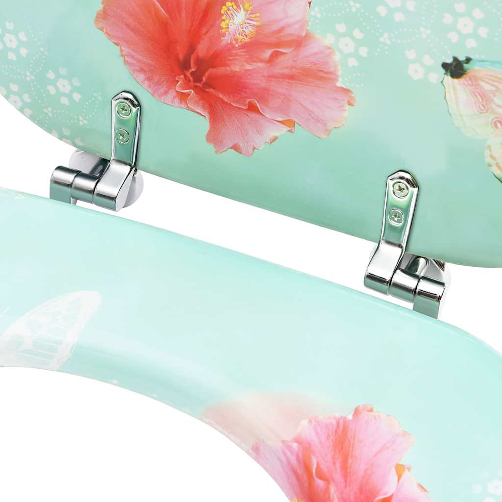 Toilet seat with lid, MDF, with flamingos