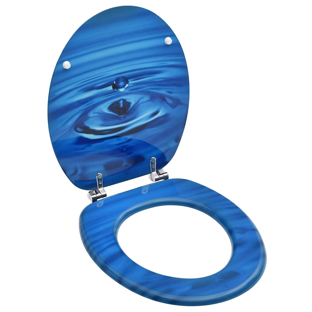 Toilet seat with lid, MDF, with blue drop