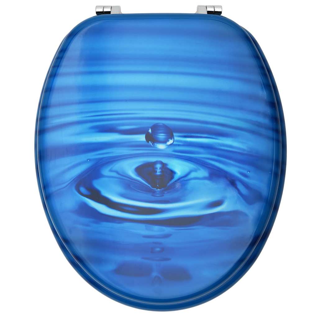 Toilet seat with lid, MDF, with blue drop