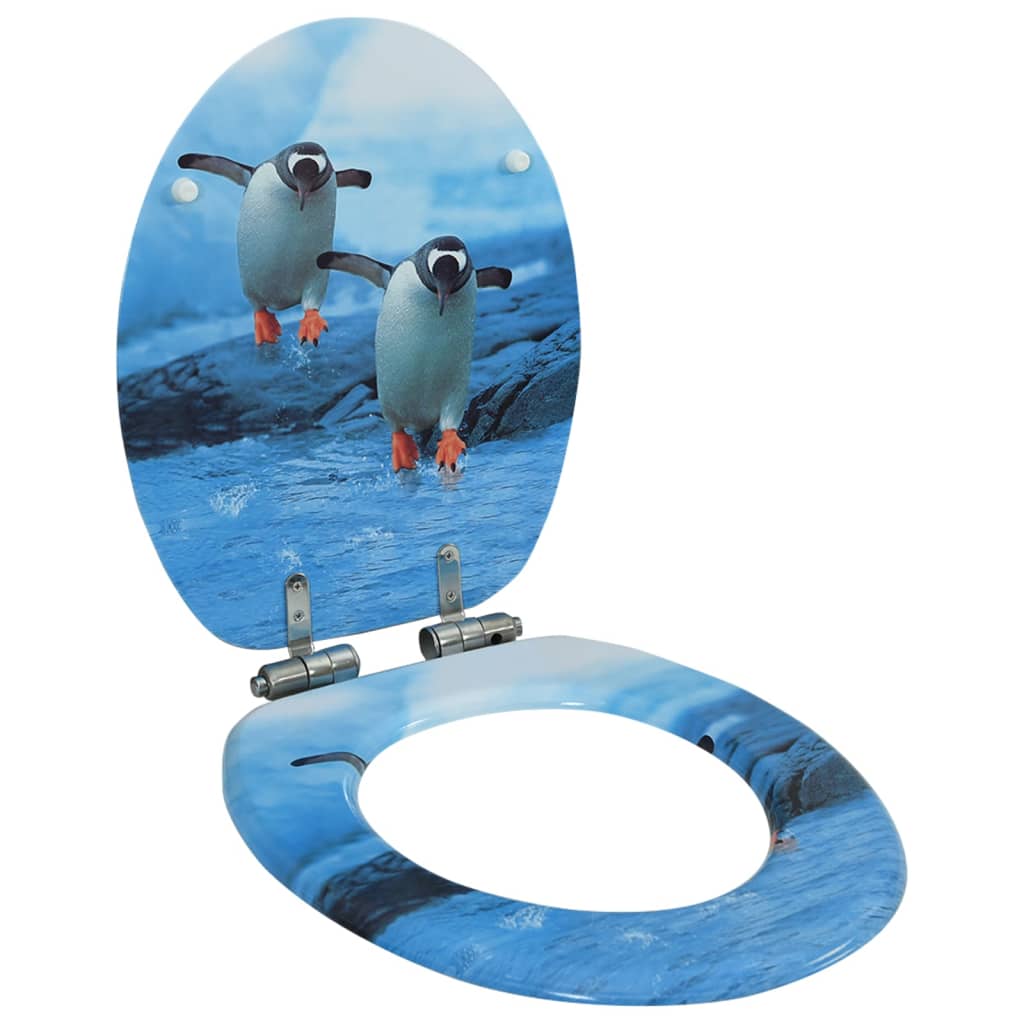 Toilet seat with soft-close lid, MDF, with penguins