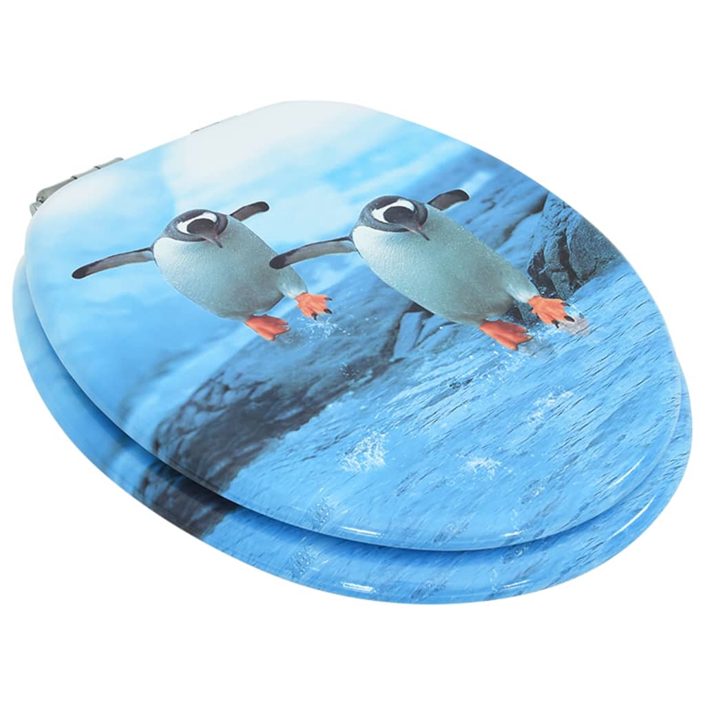 Toilet seat with soft-close lid, MDF, with penguins