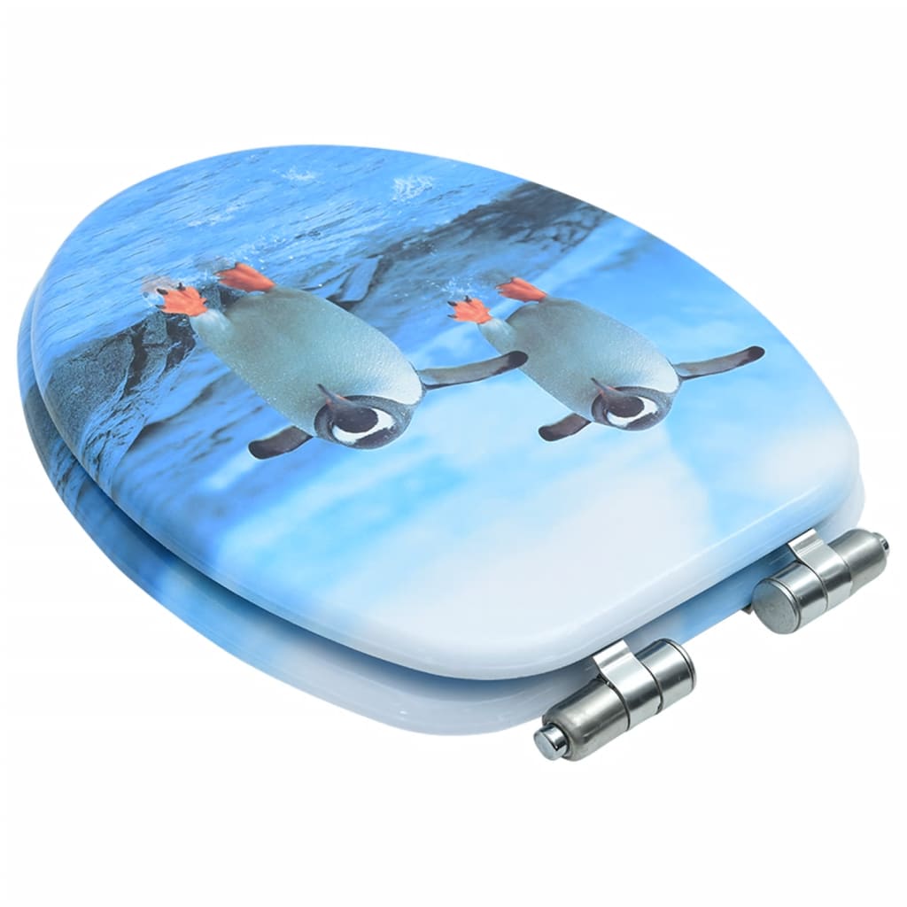 Toilet seat with soft-close lid, MDF, with penguins