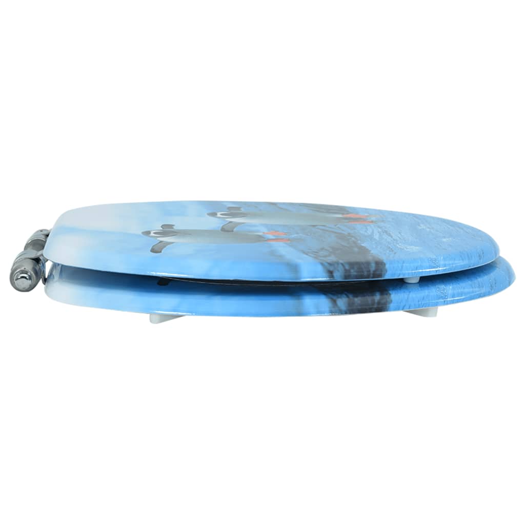 Toilet seat with soft-close lid, MDF, with penguins