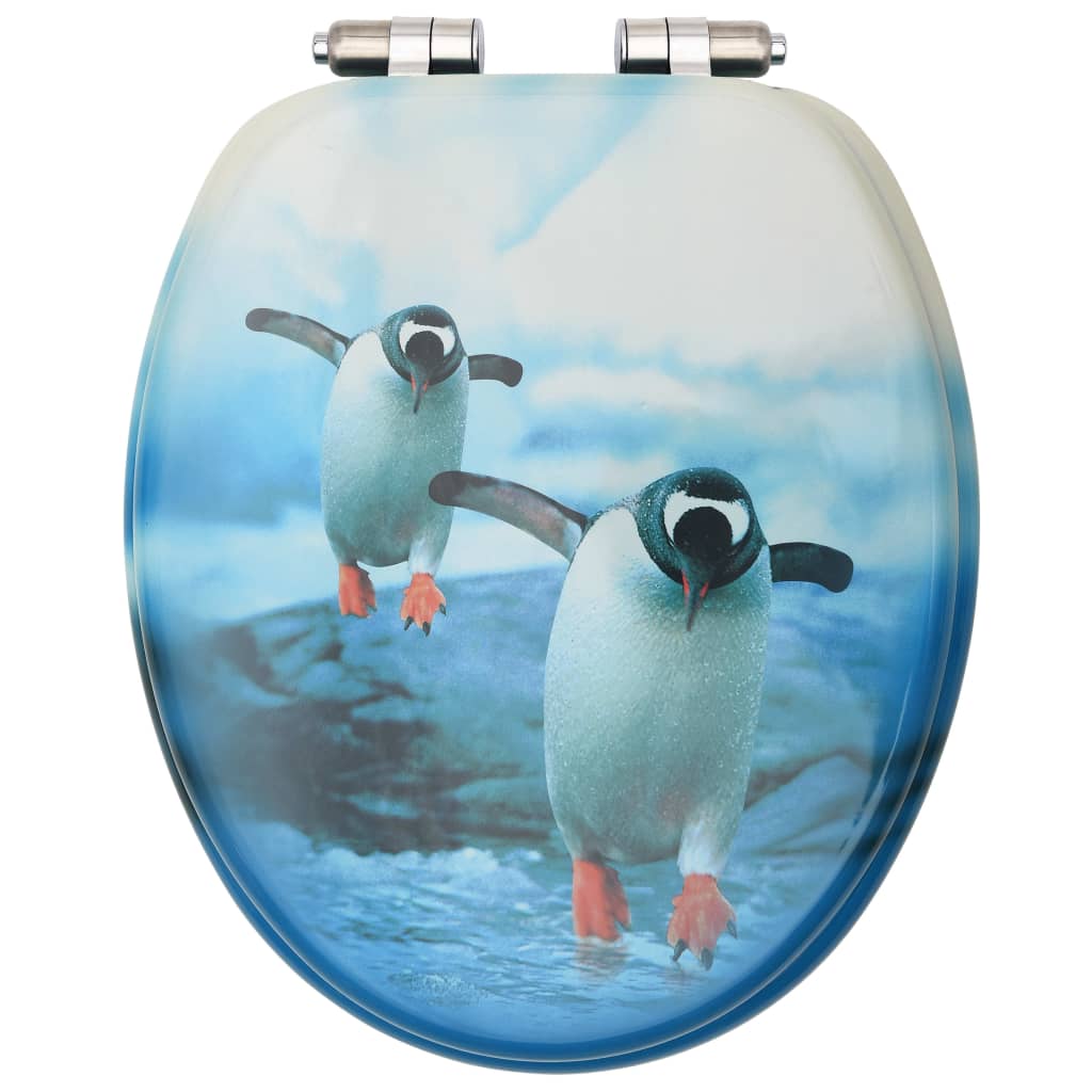 Toilet seat with soft-close lid, MDF, with penguins