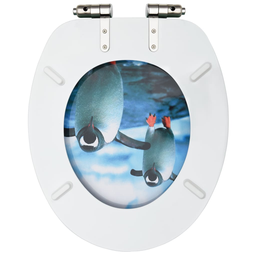 Toilet seat with soft-close lid, MDF, with penguins