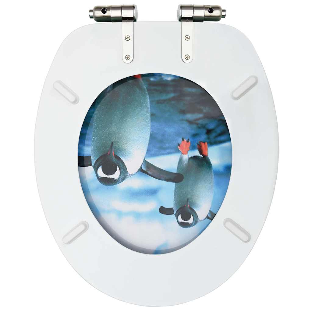 Toilet seat with soft-close lid, MDF, with penguins