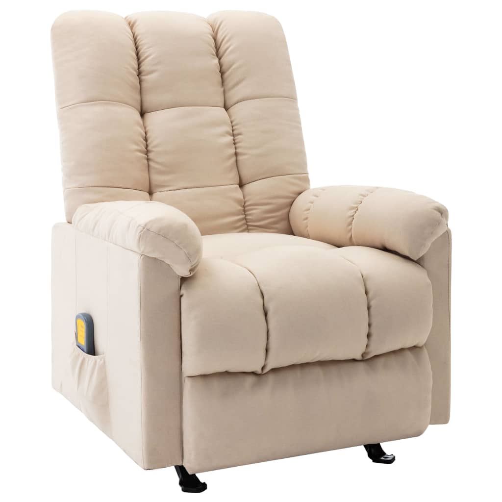 Reclining massage chair, cream, fabric