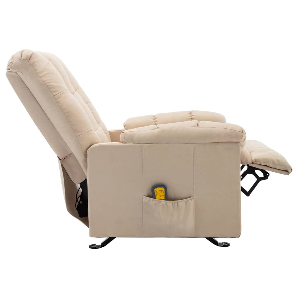 Reclining massage chair, cream, fabric