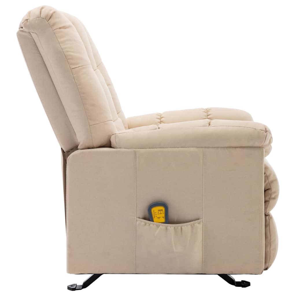 Reclining massage chair, cream, fabric