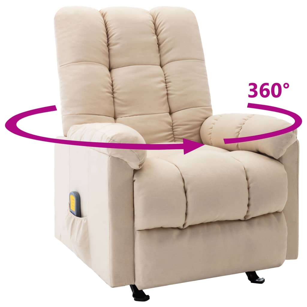 Reclining massage chair, cream, fabric