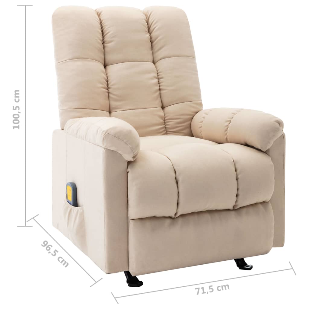 Reclining massage chair, cream, fabric