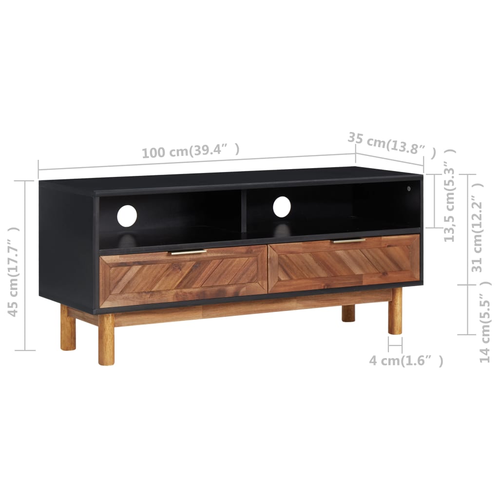 TV galdiņš, 100x35x45 cm, akācijas masīvkoks un MDF