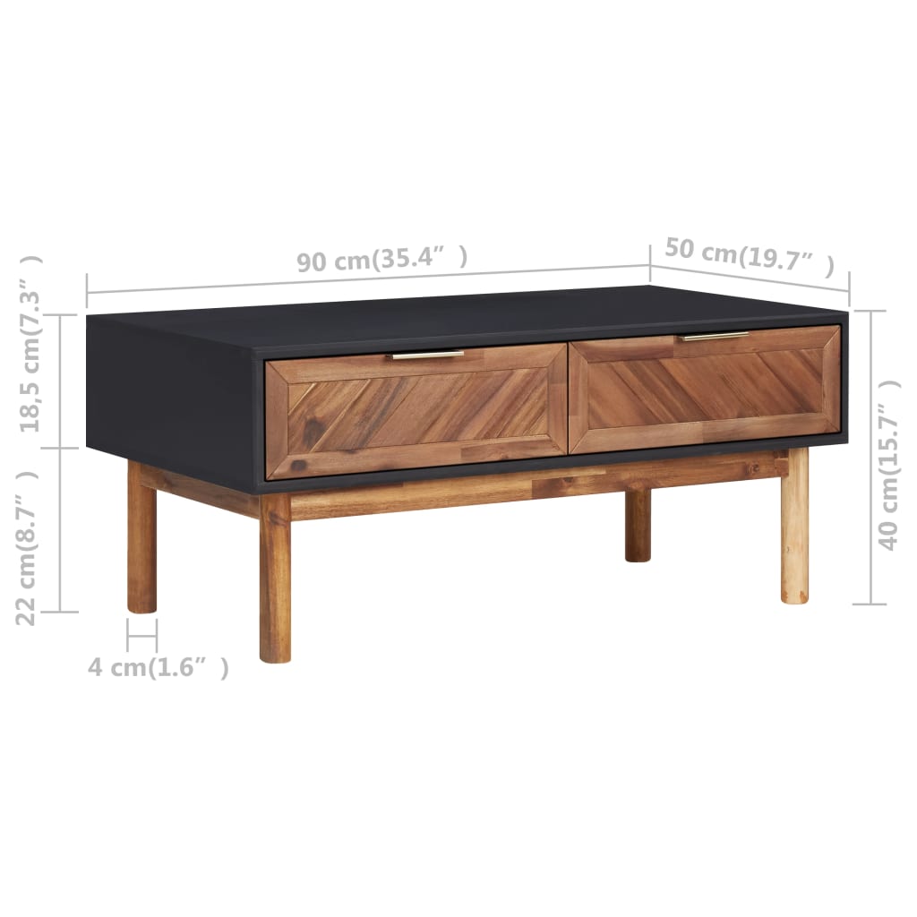 Coffee table, 90x50x40cm, solid acacia wood and MDF