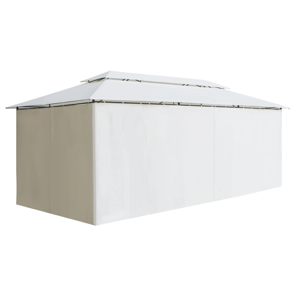 Gazebo with curtains IVORY, white, 600x298cm