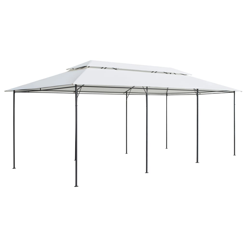 Gazebo with curtains IVORY, white, 600x298cm