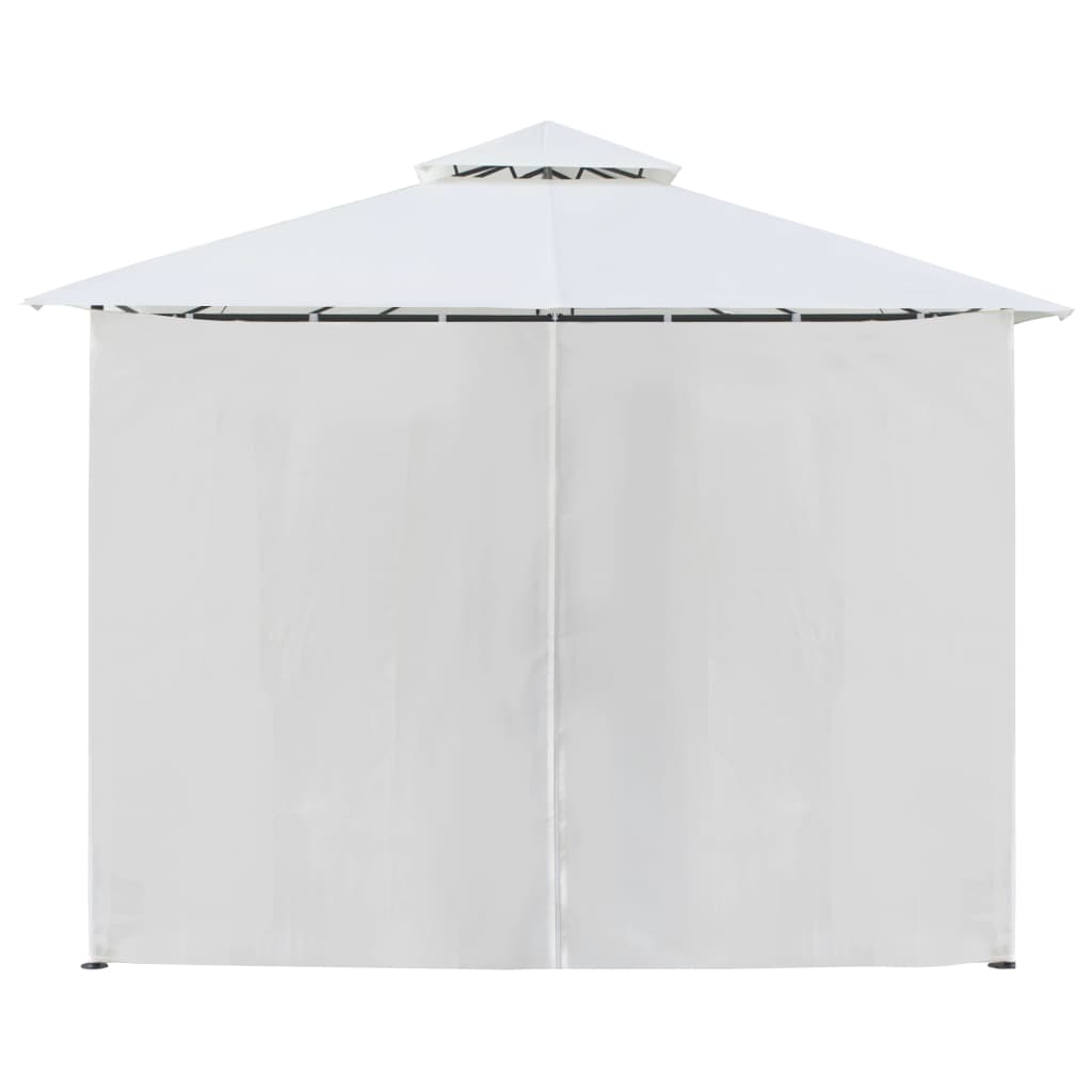 Gazebo with curtains IVORY, white, 600x298cm