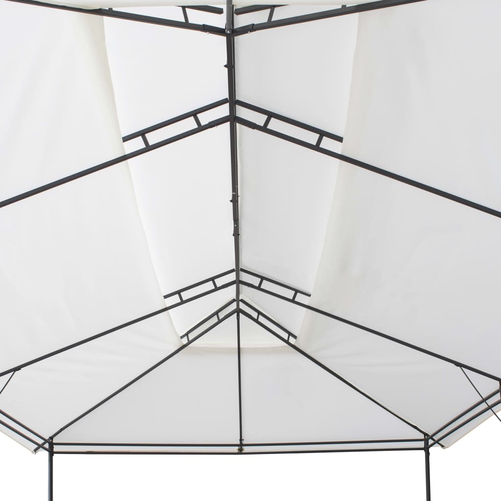 Gazebo with curtains IVORY, white, 600x298cm