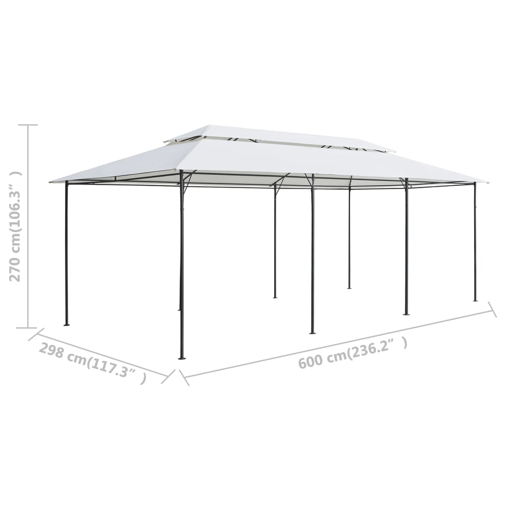 Gazebo with curtains IVORY, white, 600x298cm