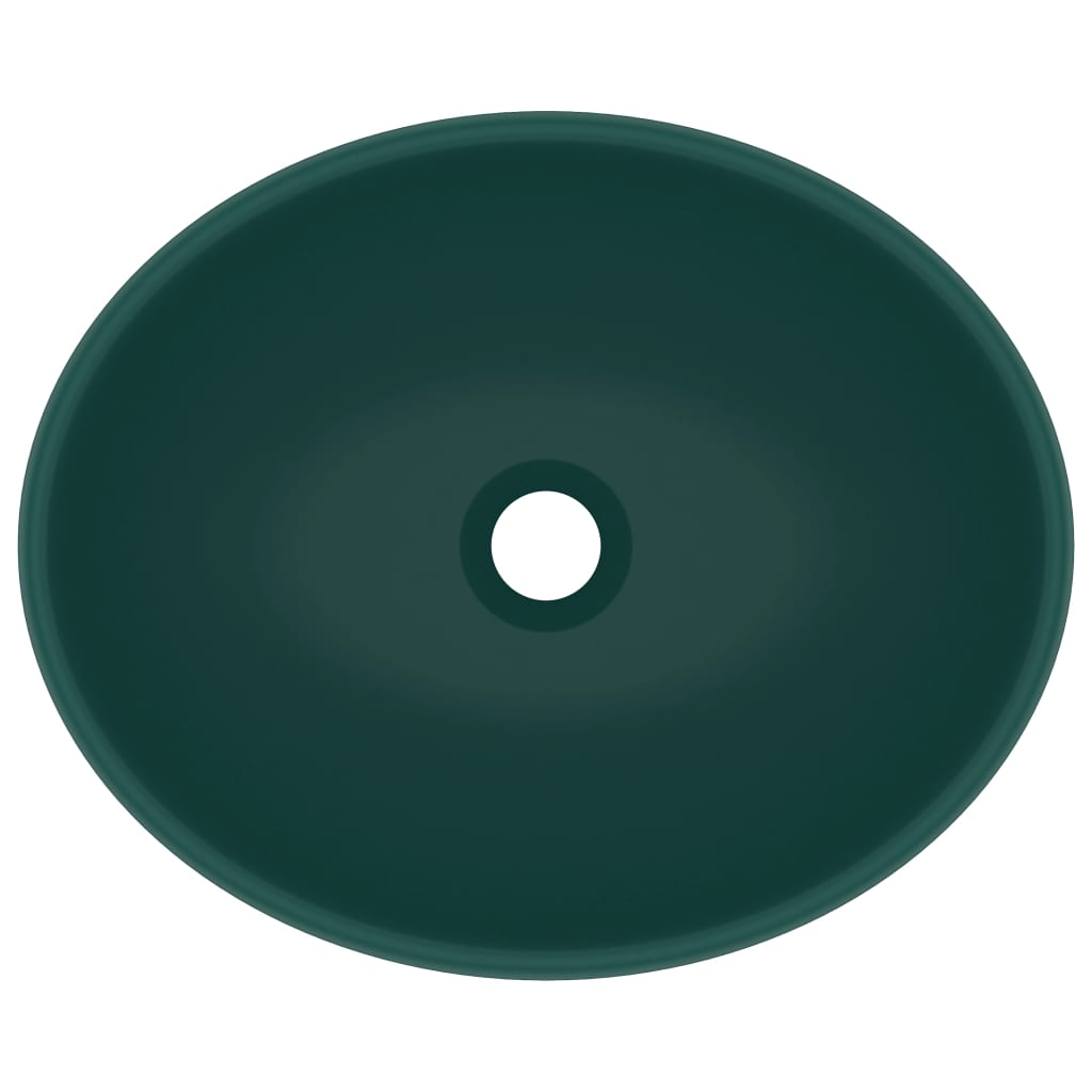 Luxury basin, matte green, 40x33cm, ceramic, oval