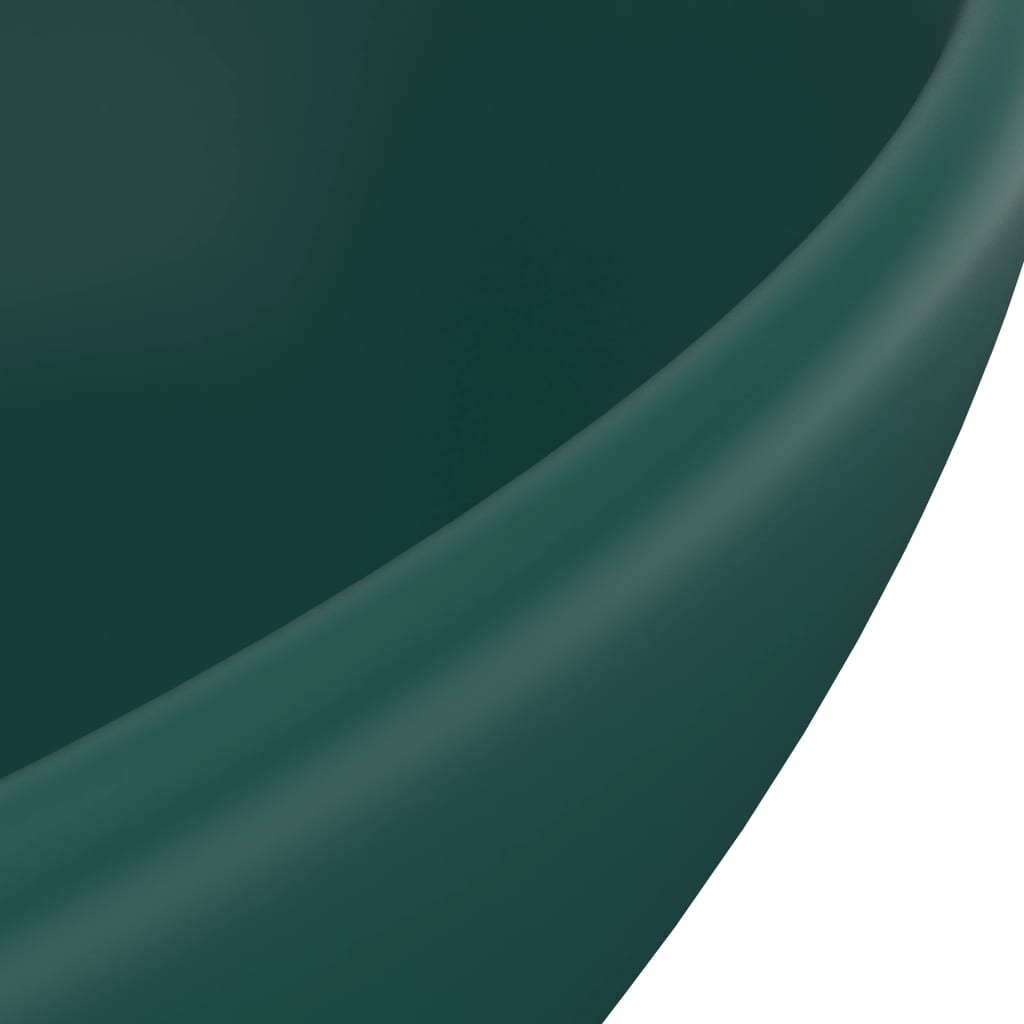 Luxury basin, matte green, 40x33cm, ceramic, oval