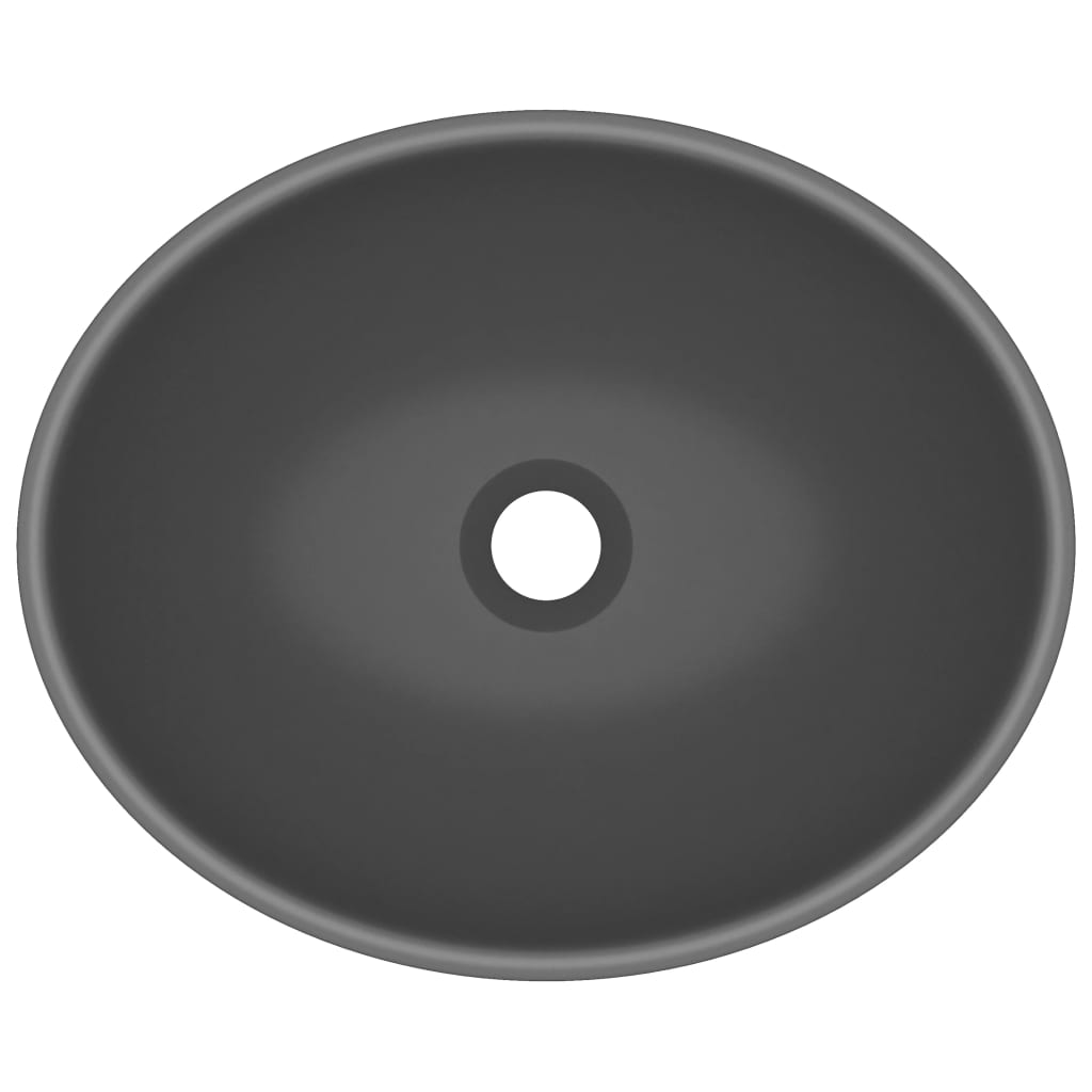 Luxury washbasin, matte grey, 40x33cm, ceramic, oval