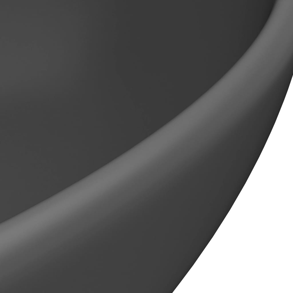 Luxury washbasin, matte grey, 40x33cm, ceramic, oval