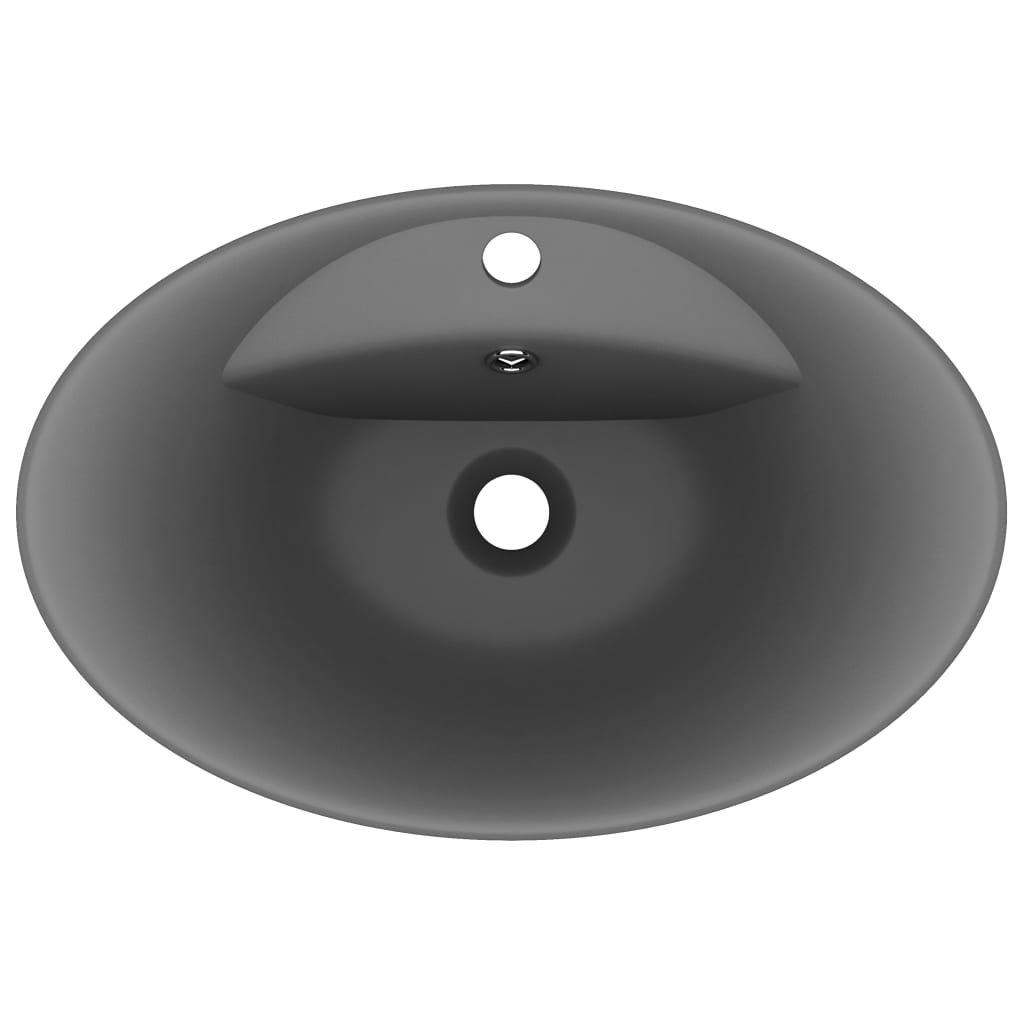 Luxury washbasin, matt grey, 58.5x39cm, ceramic