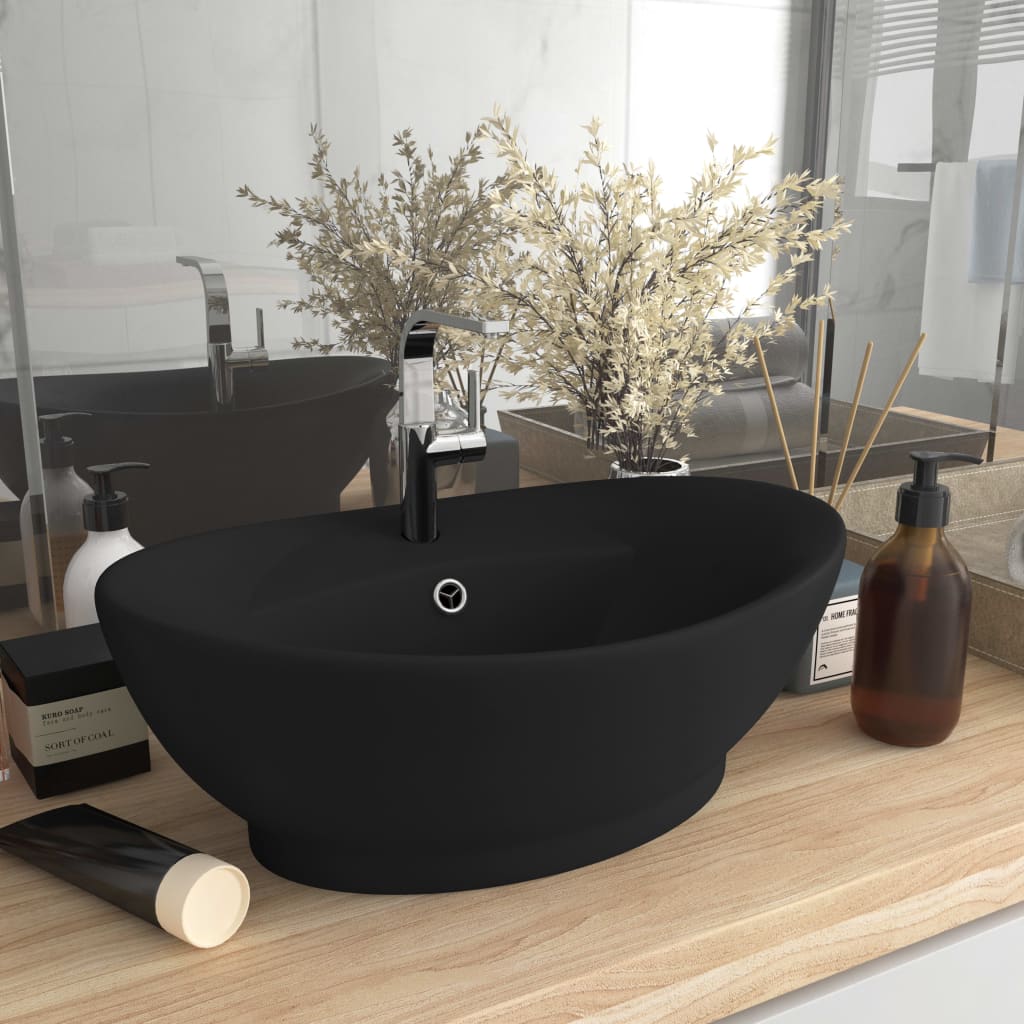 Luxury basin, matt black, 58.5x39cm, ceramic