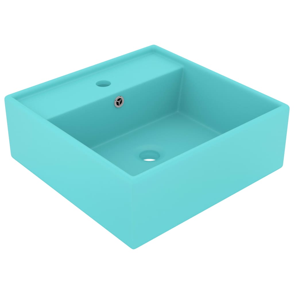 Luxury washbasin, matt green, 41x41cm, ceramic