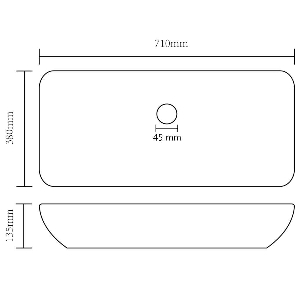Luxury basin, pink, 71x38cm, ceramic, rectangular