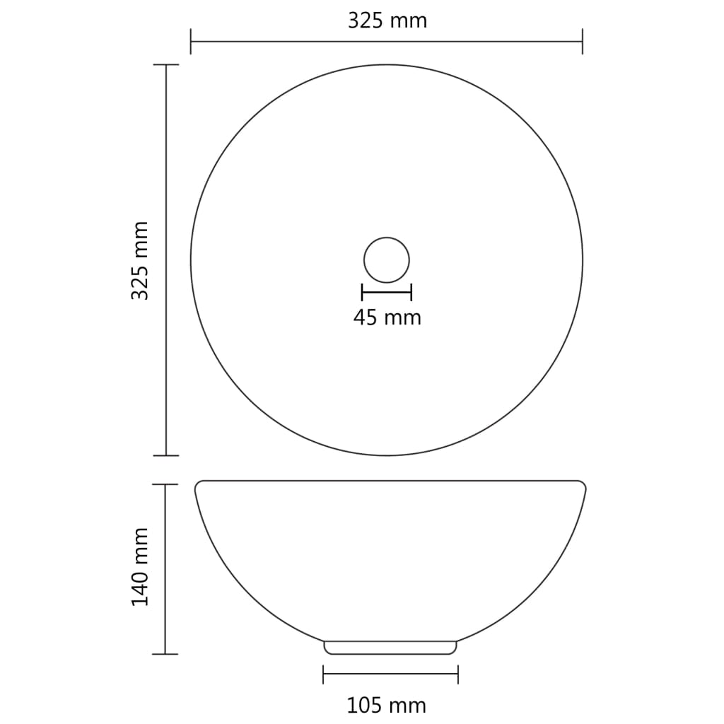 Luxury washbasin, matte grey, 32.5x14cm, ceramic