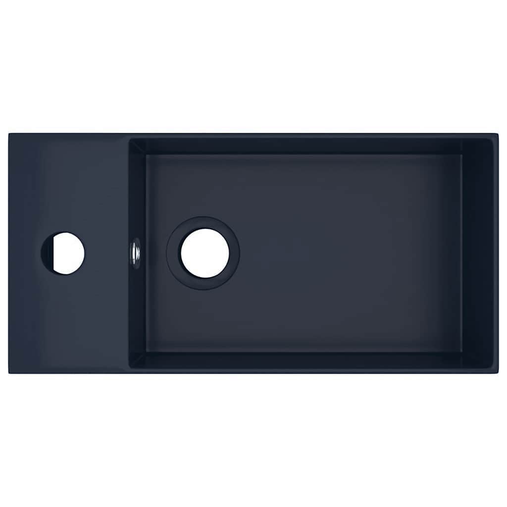 Bathroom sink, matte blue, ceramic
