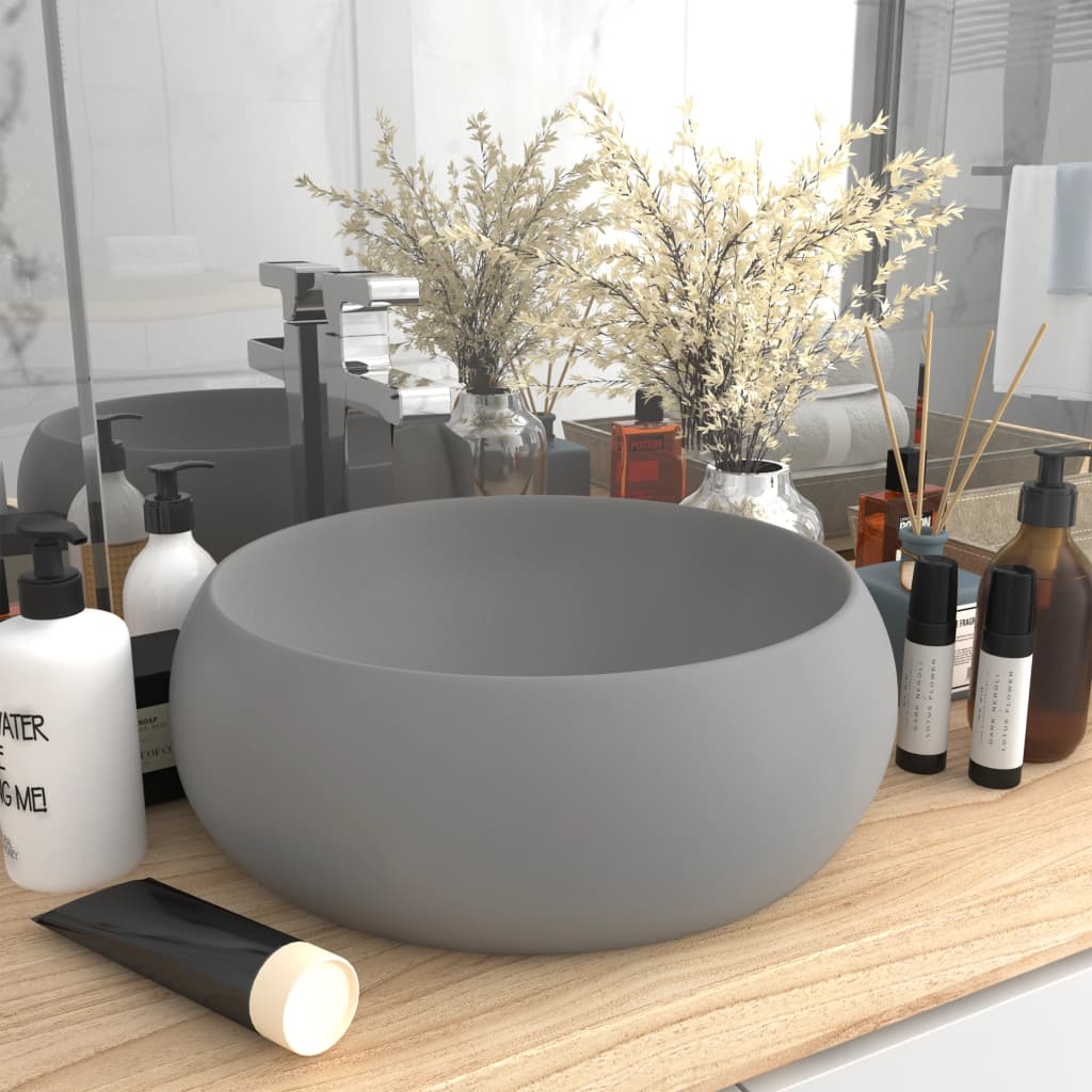 Luxury washbasin, matte gray, 40x15cm, ceramic