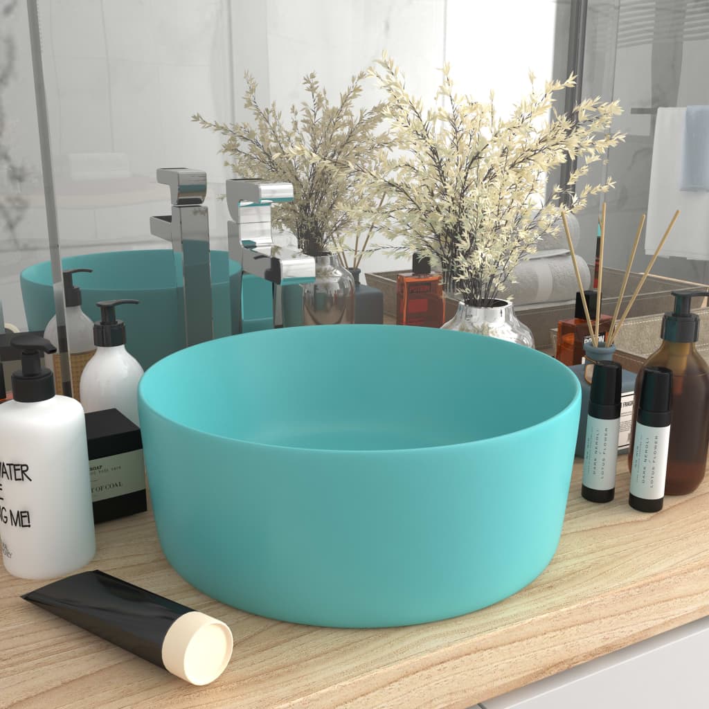 Luxury basin, matte green, 40x15cm, ceramic