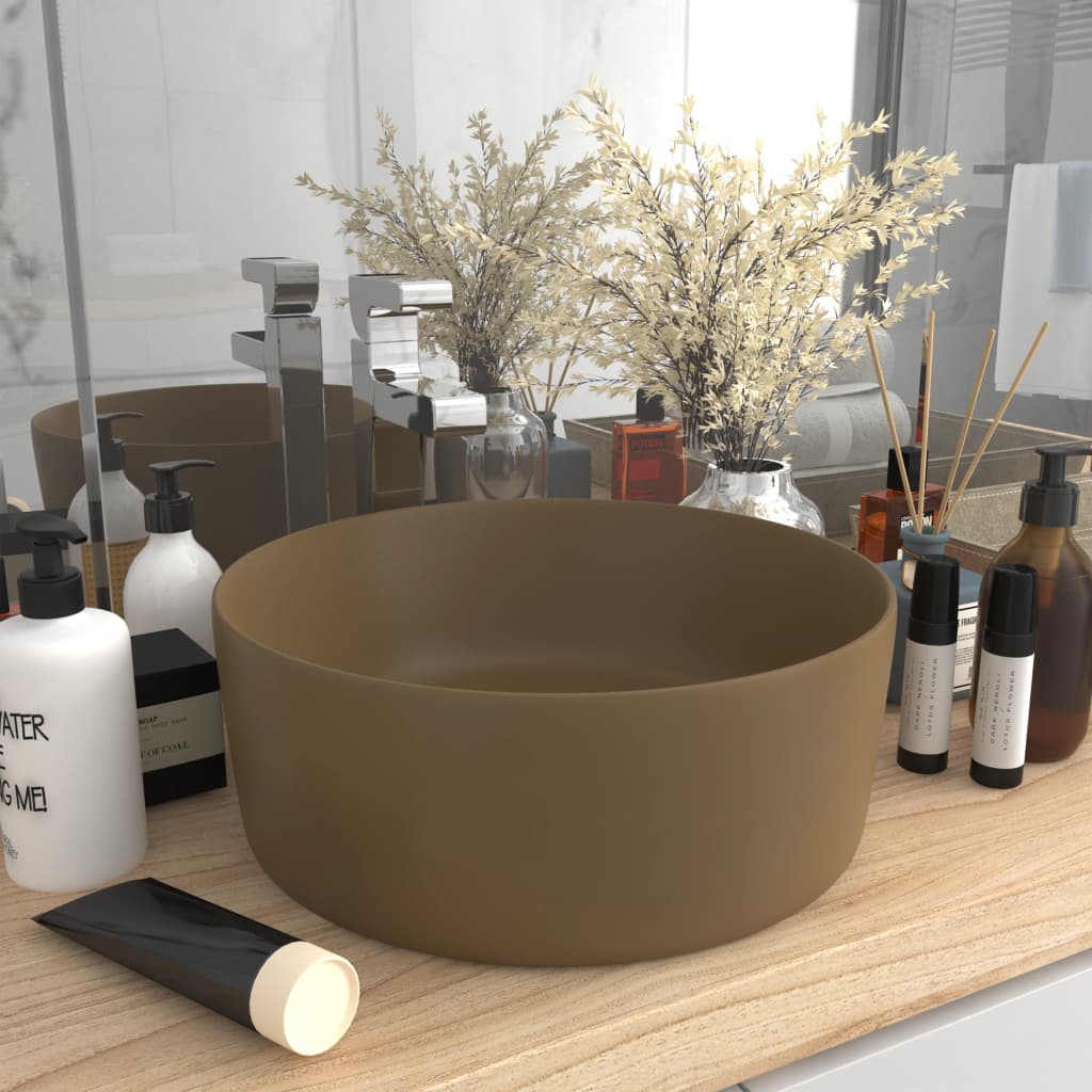 Luxury washbasin, matte cream, 40x15cm, ceramic