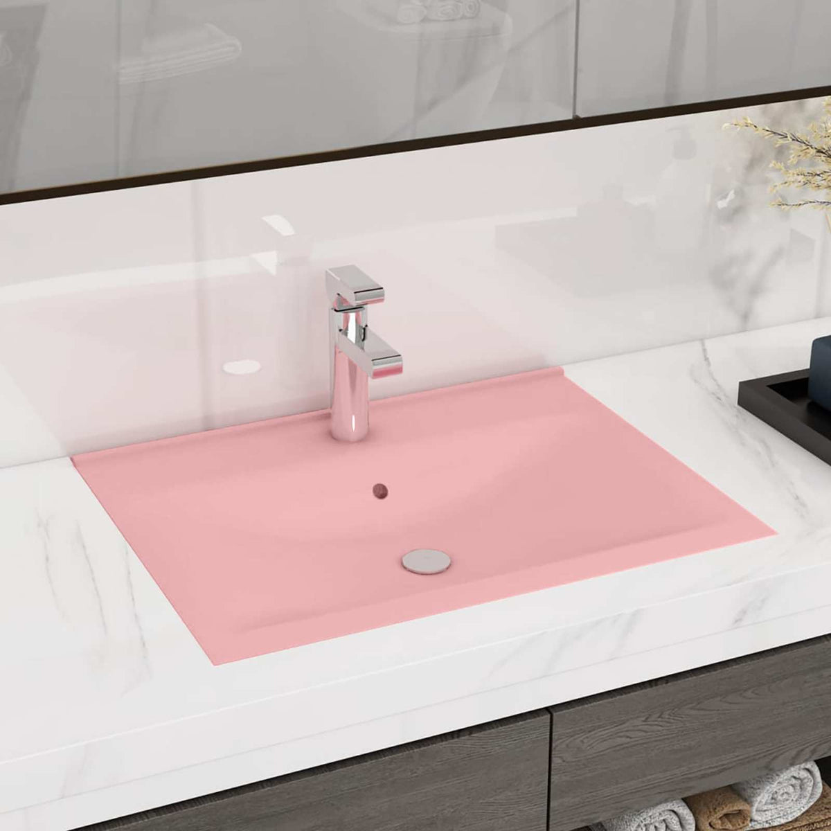 Luxury washbasin, matt pink, 60x46cm, ceramic
