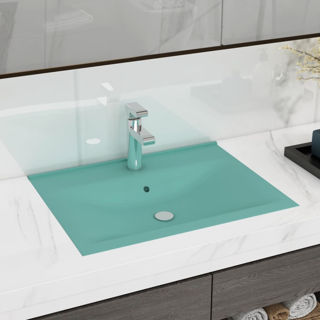 Luxury washbasin, matte green, 60x46cm, ceramic