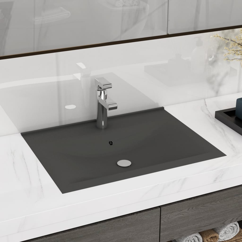 Luxury washbasin, matt grey, 60x46cm, ceramic