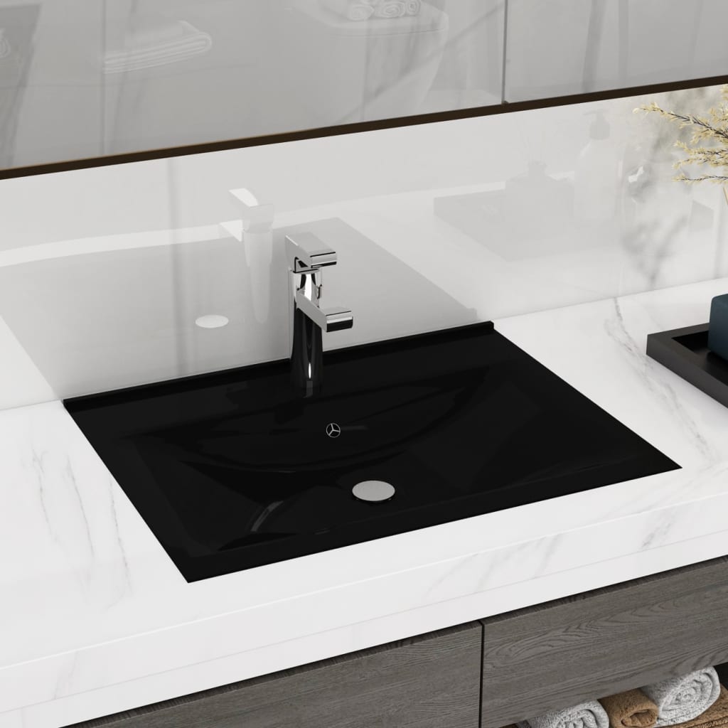 Luxury washbasin, matt black, 60x46cm, ceramic
