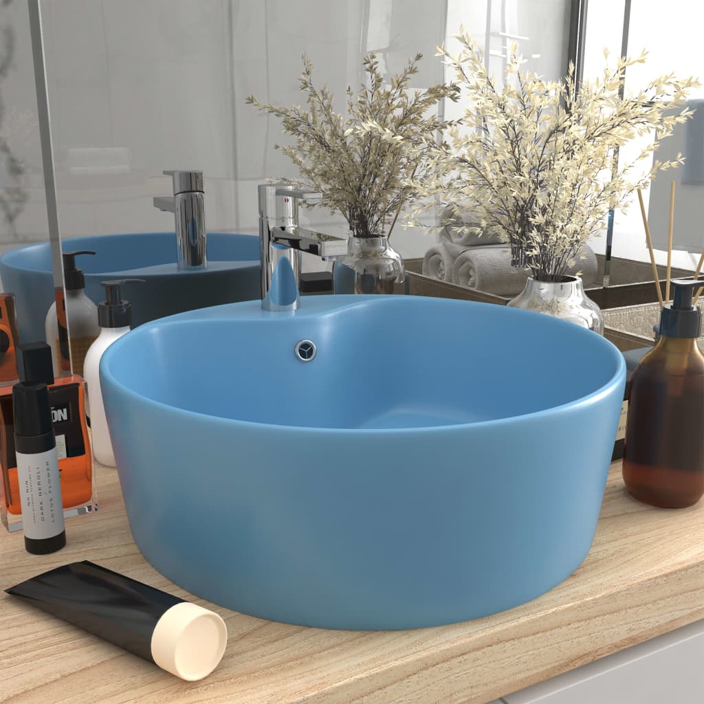 Luxury washbasin, matt blue, 36x13cm, ceramic
